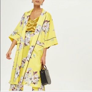 Topshop yellow floral bird kimono